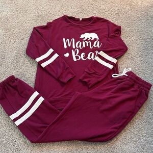 Mama Bear Woman’s Lounge Set- Maroon. Size S